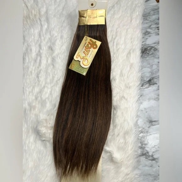 Ultra Silky 100% Human hair extensions 18 In long Black with copper highlights - Picture 2 of 6